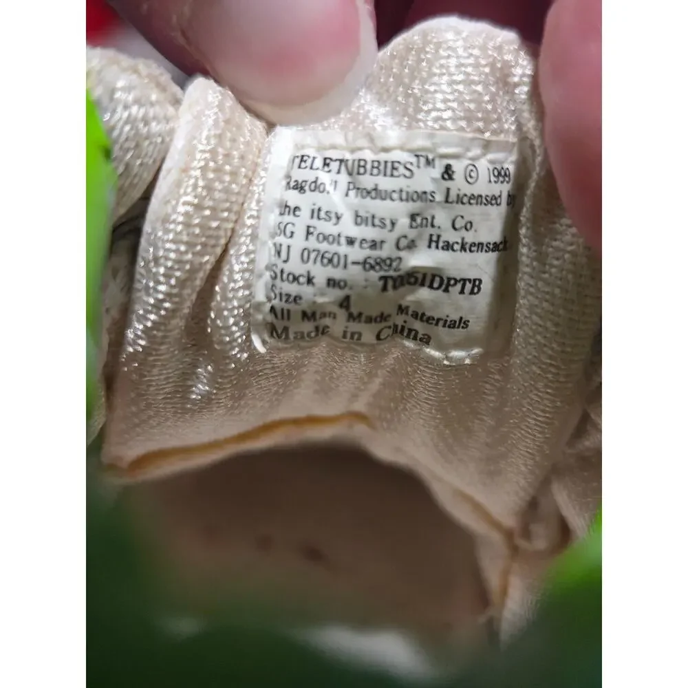 VTG 1999 Y2K Teletubbies White Infant Shoes Sz 4 Tinkie-Winkie Dipsy Lala Po